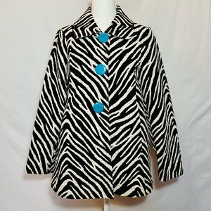 3 Sisters Zebra Car Coat - Size XS. Made in USA!